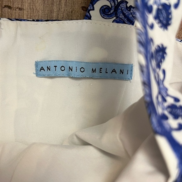 Antonio Melani,Stunning Blue & White Iconic Majolica Print Midi Dress EUC Size 2 - Picture 4 of 9